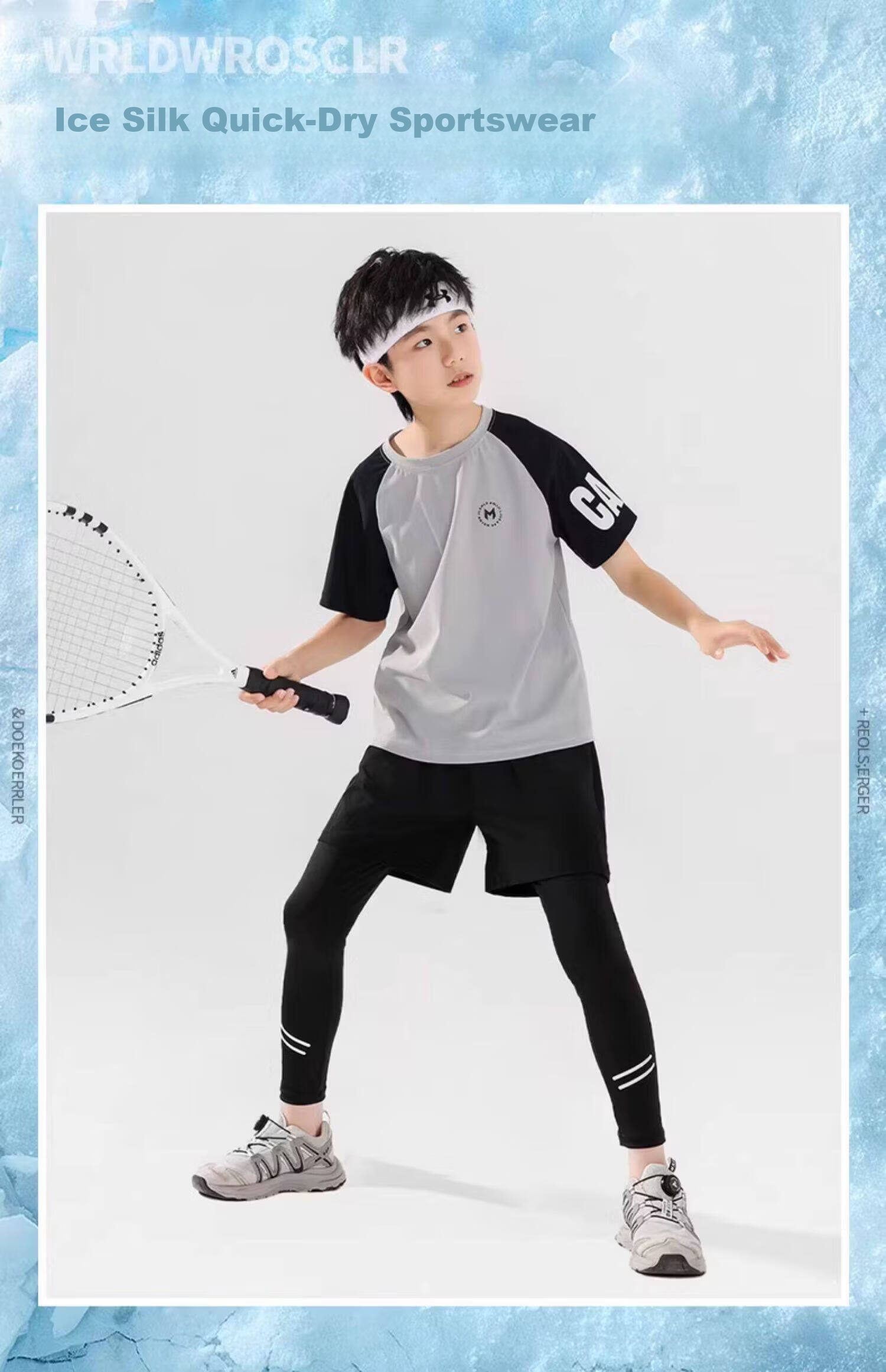 Moonkids Boys Sports Set Summer Quick-Dry Short Sleeve 2026 New Basketball Badminton Large Kids Fitness Training 2